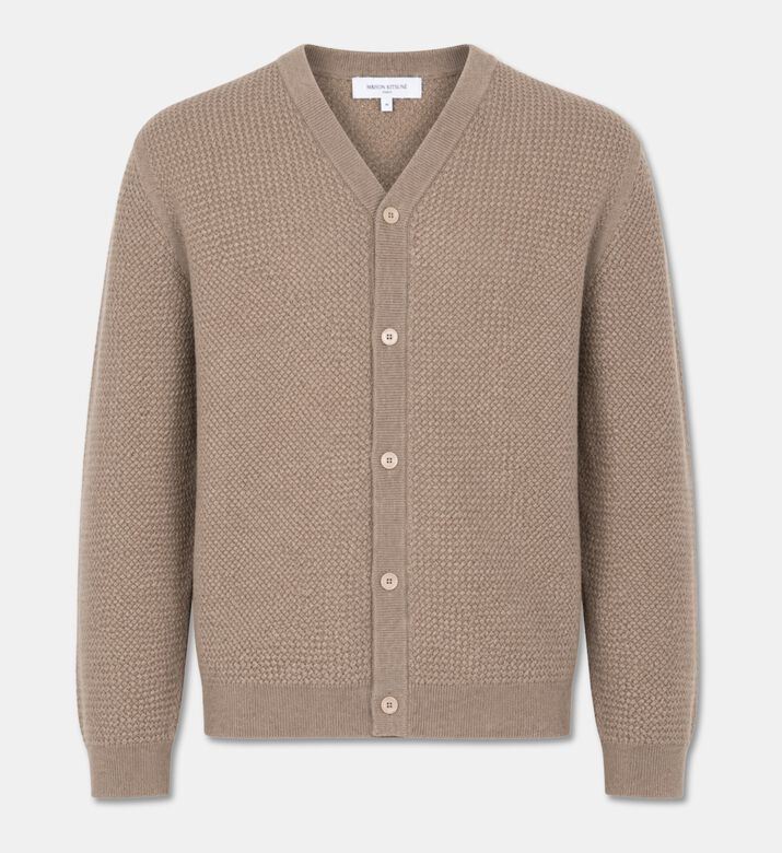 Maison Kitsune Tonal Buttons Open-stitch Knit Cardigan, Packshot View