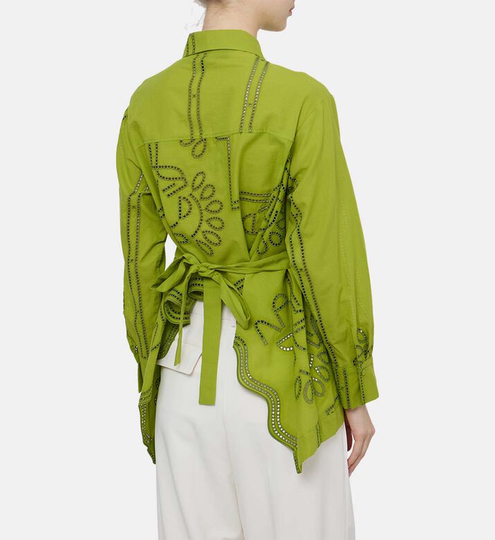 Cotton Blend Tone-on-tone Broderie Anglaise Shirt