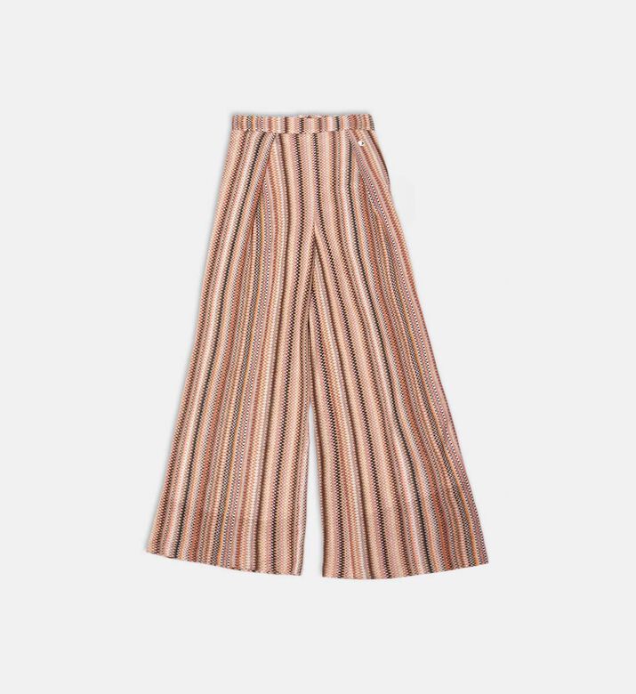 Multicolored Striped Short-sleeve Top Wide-leg Pants Set