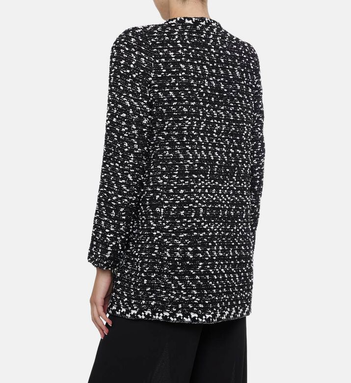 Edward Achour Paris Tweed Front Patch Pockets Longline Jacket, Model View