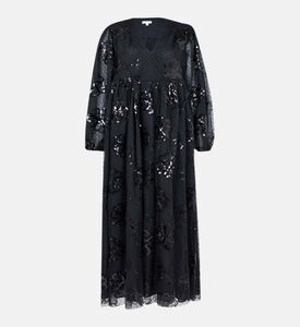 Tulle Floral-embroidery Maxi Dress