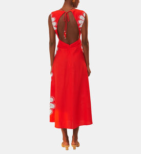 فستان ميدي أينيكا شيل لينزينغ كتان الأوربي بنقشة إيكوفرو