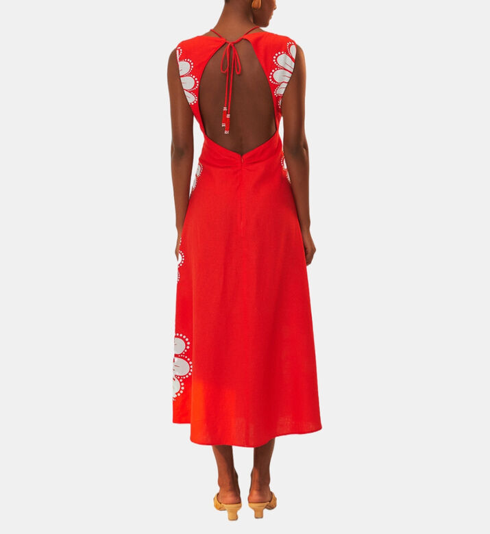 فستان ميدي أينيكا شيل لينزينغ كتان الأوربي بنقشة إيكوفرو