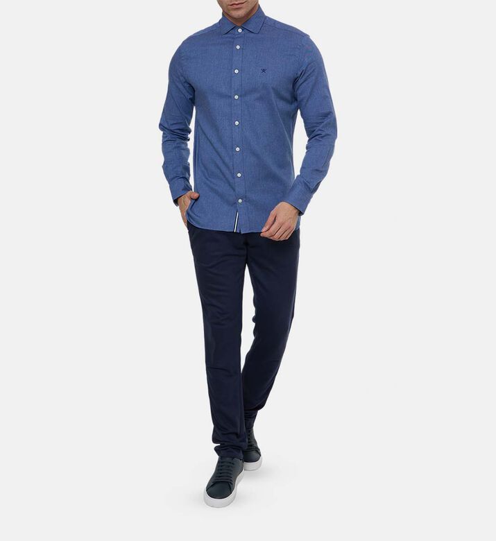 Hackett London Shirt Flannel, Blue, S, Model View