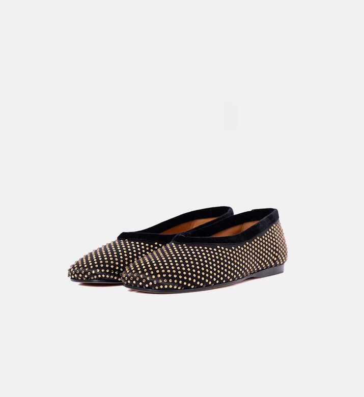Satin Rhinestone Ballet Flats