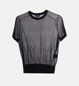 كنزة دعاء قطن محبوكة شفافة