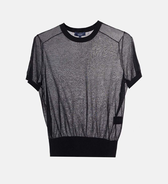 كنزة دعاء قطن محبوكة شفافة