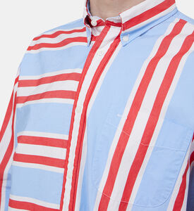 قميص بخطوط مختلطة بقصة عادية