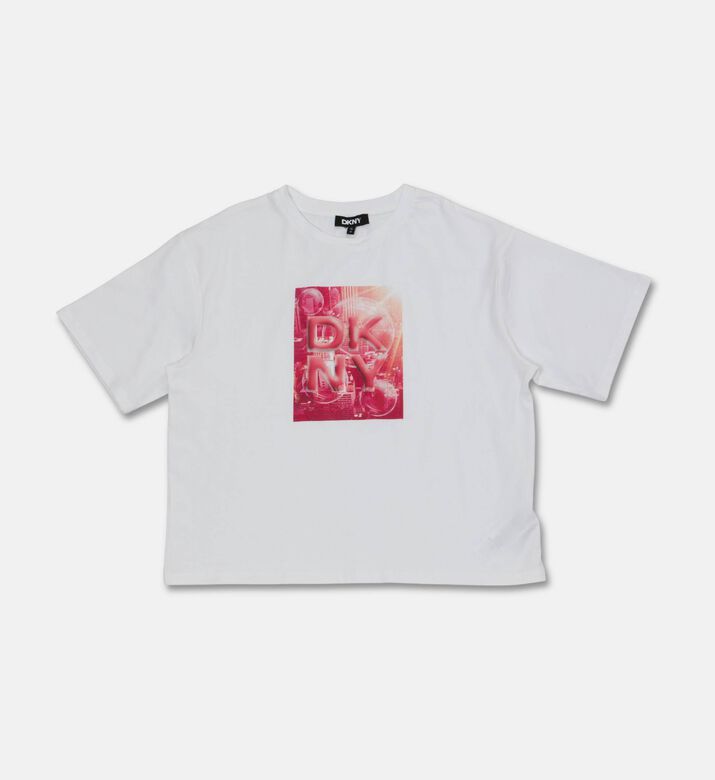 DKNY Logo-print Short-sleeve Crewneck T-shirt, Pink, 16y, Packshot View