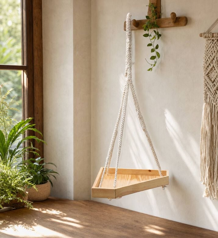 Home Deco and More Bluma Mango Wood Base Pot Shelf, Model View