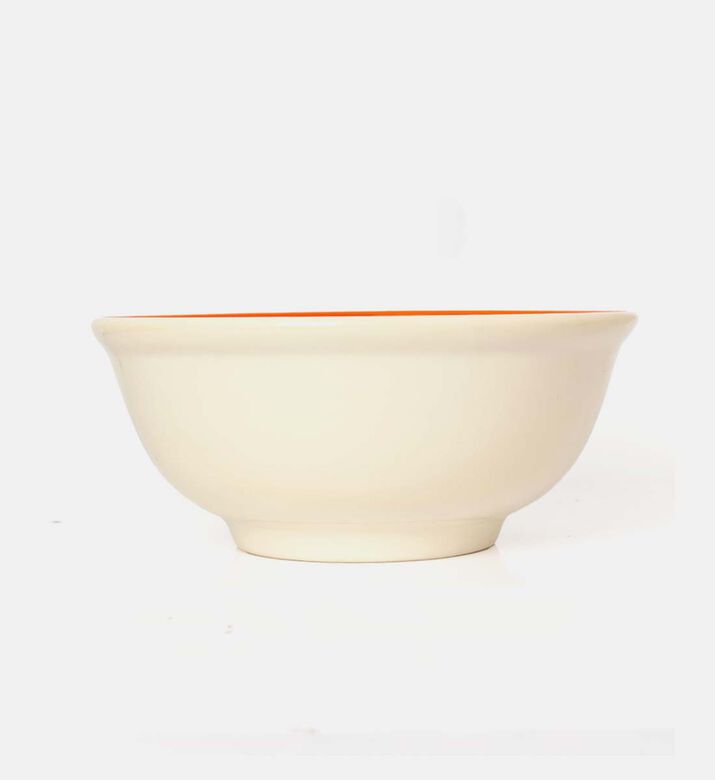 Easy Life Hand-painted Round Ceramic Bowl, Orange, Packshot View