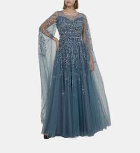 فستان تول مرصع بترتر وخرز