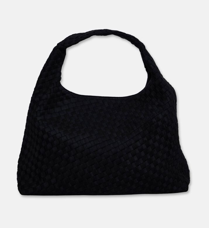 JW PEI Laura Faux Suede Woven Shoulder Bag, Black, Packshot View