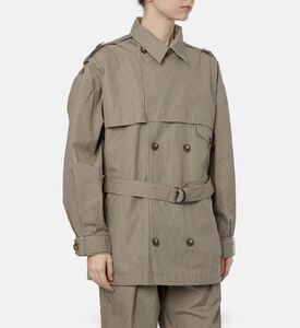 Isabel Marant Pinstripe Belted Outerwear Jacket, Model View