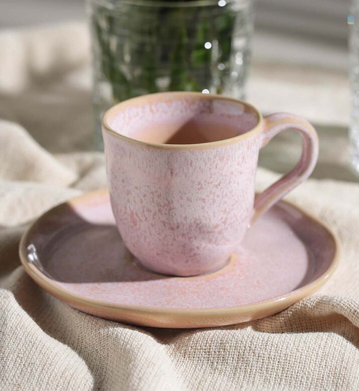 طقم صحن وكوب خزف حيوي