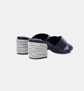 كعب مفتوح من الخلف معدني بأحجار الراين