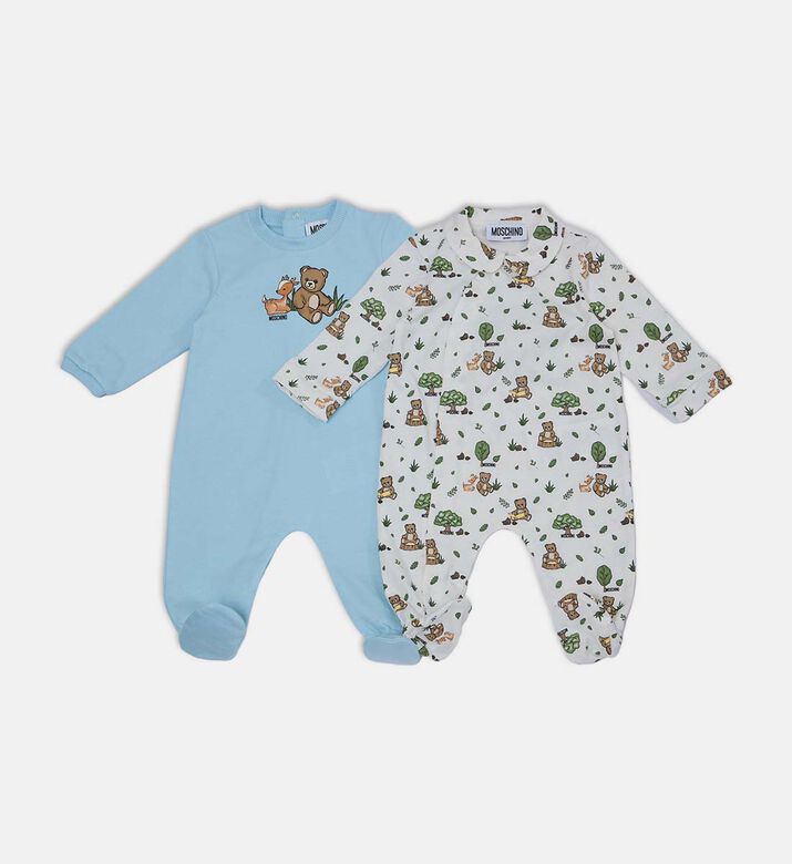 Teddy-bear Print Long-sleeve Bodysuit Set