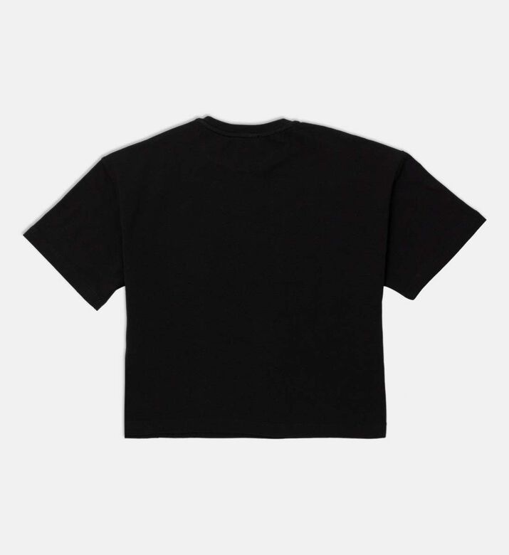 La Mia Bambina Short-sleeve Floral Detail T-shirt, Black, 12y, Packshot View