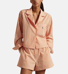 Embroidered Logo-detail Striped Pajama Set