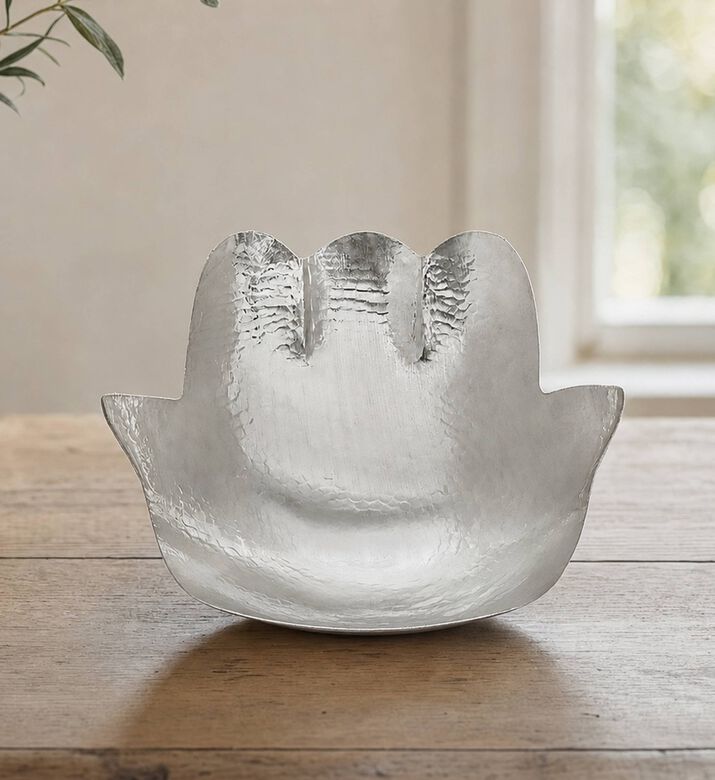 Noorena Hamsa Dented Copper Hand Bowl, Model View