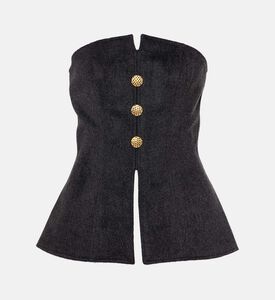 Blue For Burgundy Statement Buttons Split Peplum Vest, Packshot View