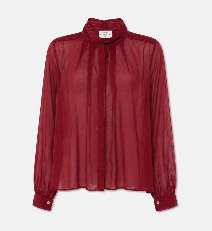 Forte-Forte Velvet-trim Bohemian Blouse, Packshot View