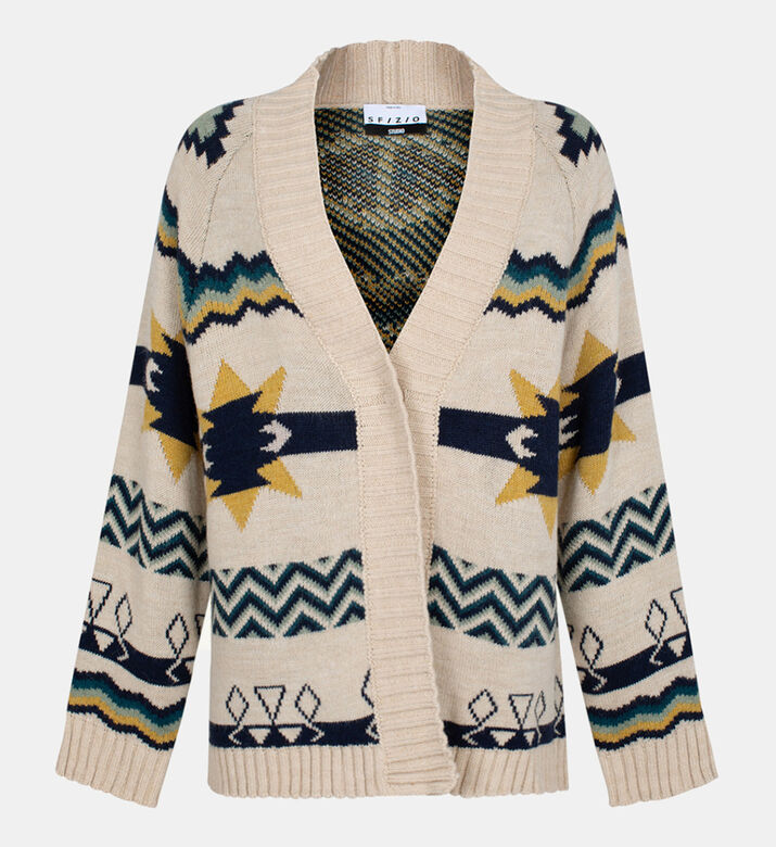Ethnic Motif Oversized Cardigan