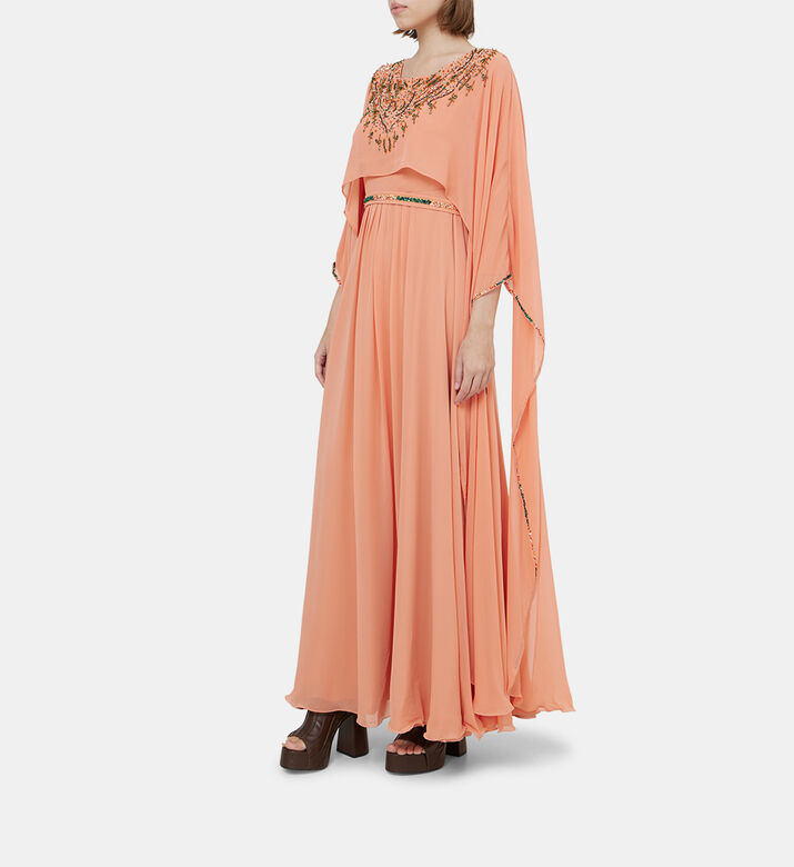 فستان ماكسي بكاب علوي بأحجار الراين