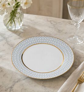 Imperial Gold Border White Lattice Circular Plate, Model View