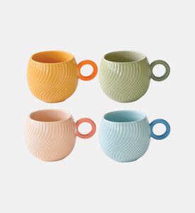 Porcelain Wave Pattern 4-piece Mug Set