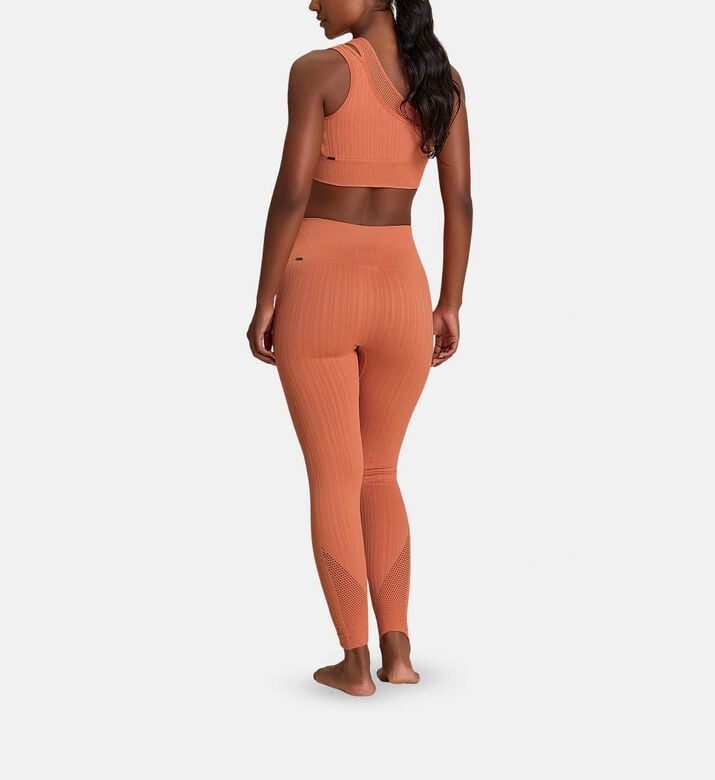 LIVE! Seamless Ribbed High-waist Leggings, Orange, Xs, Model View LIVE! Seamless Ribbed High-waist Leggings, Orange, Xs, Model View
