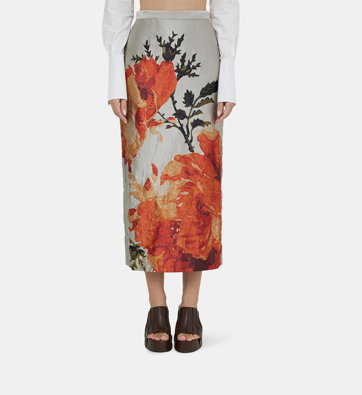 Rose-printed Pencil Midi Skirt Rose-printed Pencil Midi Skirt