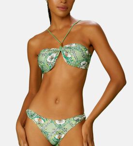 قطعة بيكيني علوية بياقة ملتفة حول العنق بطبعة على كاملها