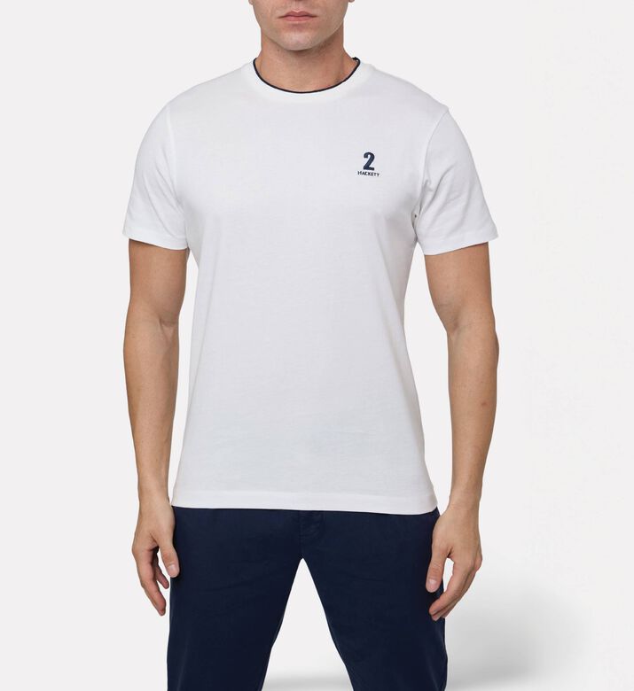 Hackett London Heritage Cotton Logo-print Regular-fit T-shirt, Off-white, M, Model View