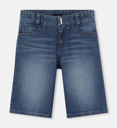 Embroidered Logo Denim Bermuda Shorts