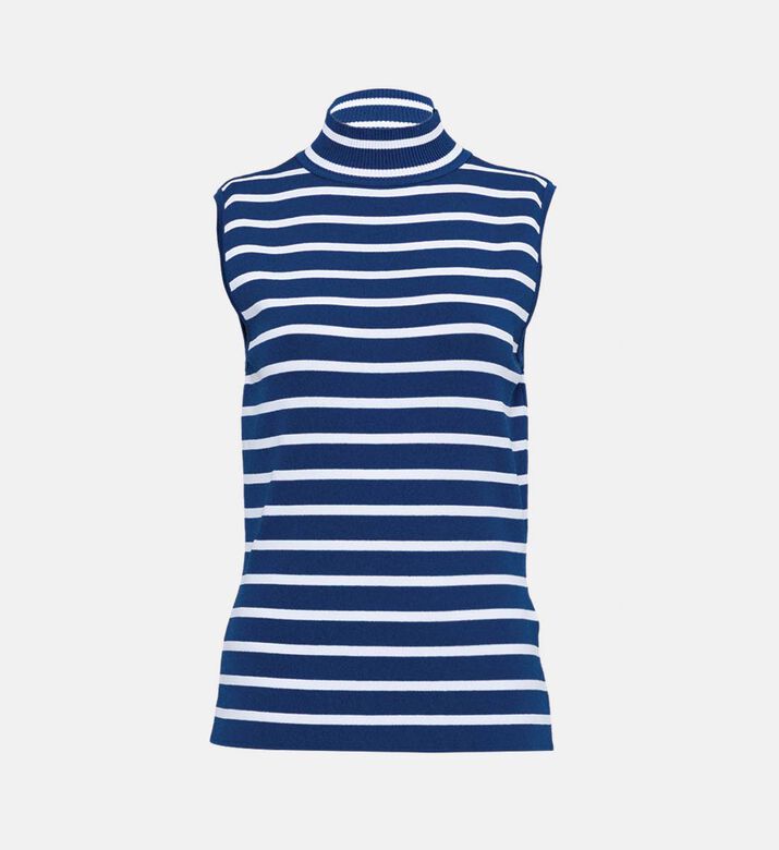 Calico Striped Sleeveless Knitted Pullover