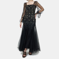 Rhinestone Embellished Flared Tulle Dress