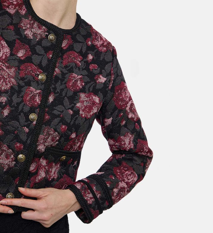 The Kooples Floral Jacquard Cropped Jacket, Model View