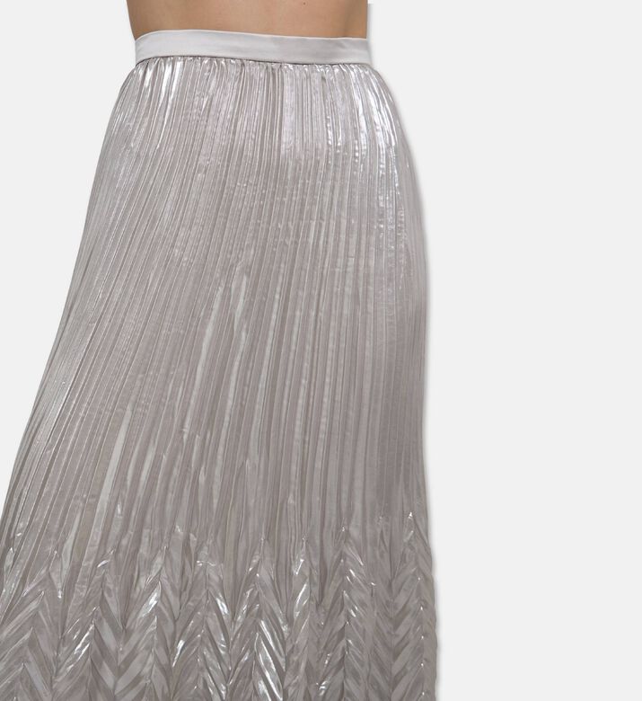 Blue For Burgundy Metallic Chevron-style Column-cut Maxi Skirt, Model View