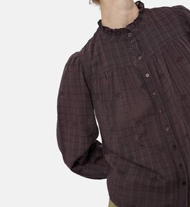 Ba and Sh Melody All-over Embroidery Blouse, Brown, L, Model View