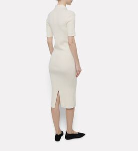 Jil Sander Merino Wool Rib Knit Polo Dress, Model View