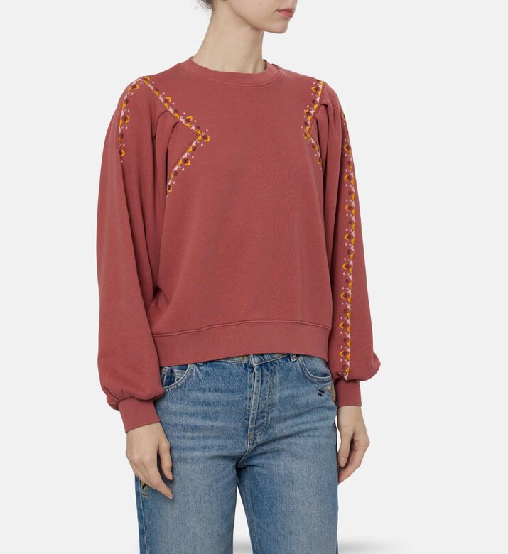 Ba and Sh Embellished Long-sleeve Sweatshirt, Pink, S, Model View