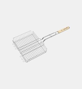 Chrome Wooden Handle Double Grill