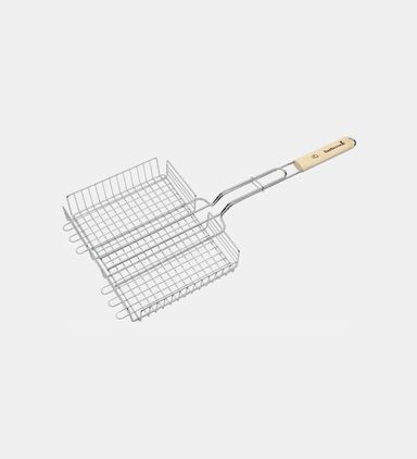Chrome Wooden Handle Double Grill