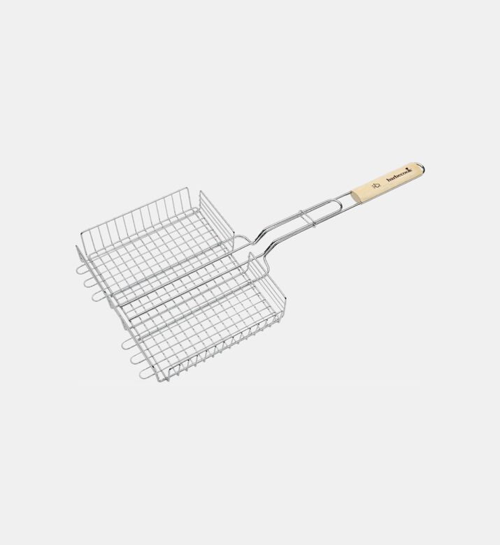 Chrome Wooden Handle Double Grill