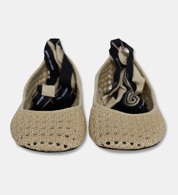Marc Jacobs Glitter Knit Ribbon Ballet Flats, Champagne, Eu-40, Packshot View