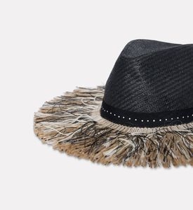 Sorena Wide Fringed Brim-detail Hat, Packshot View