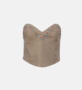 بلوزة تالفستون قصيرة بصدرية بقماش قنب