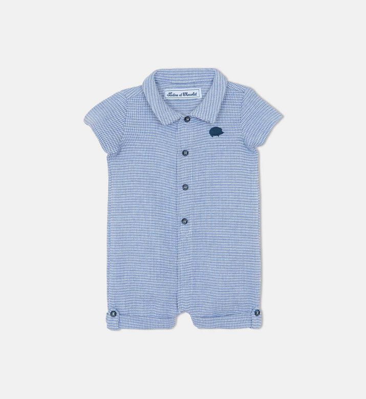 Seersucker Striped Baby Boy Romper