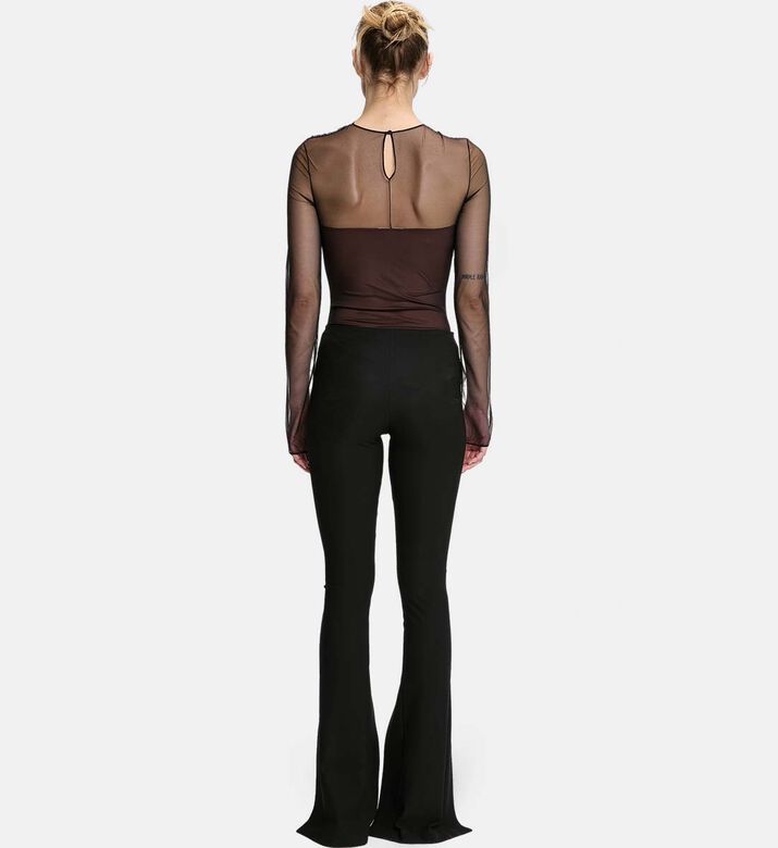 Semi-sheer Gathered Long-sleeve Top